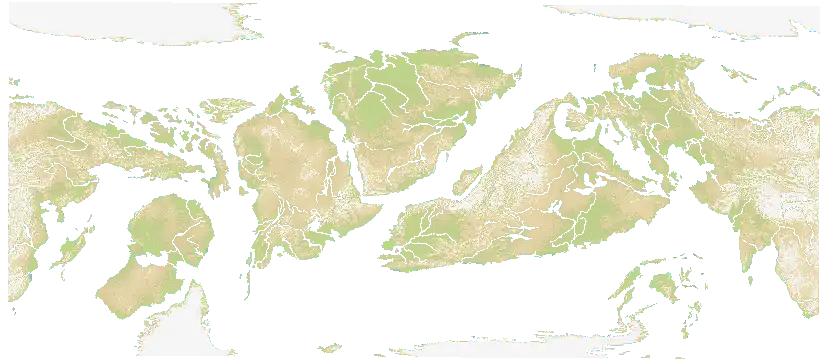 Official OpenFront Dyslexdria map thumbnail, showing a wide fragmented world composition